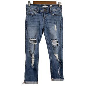 SP Black Womens Dark Wash Distressed Mid Rise Cuffed Slim Ankle Jeans Size 24